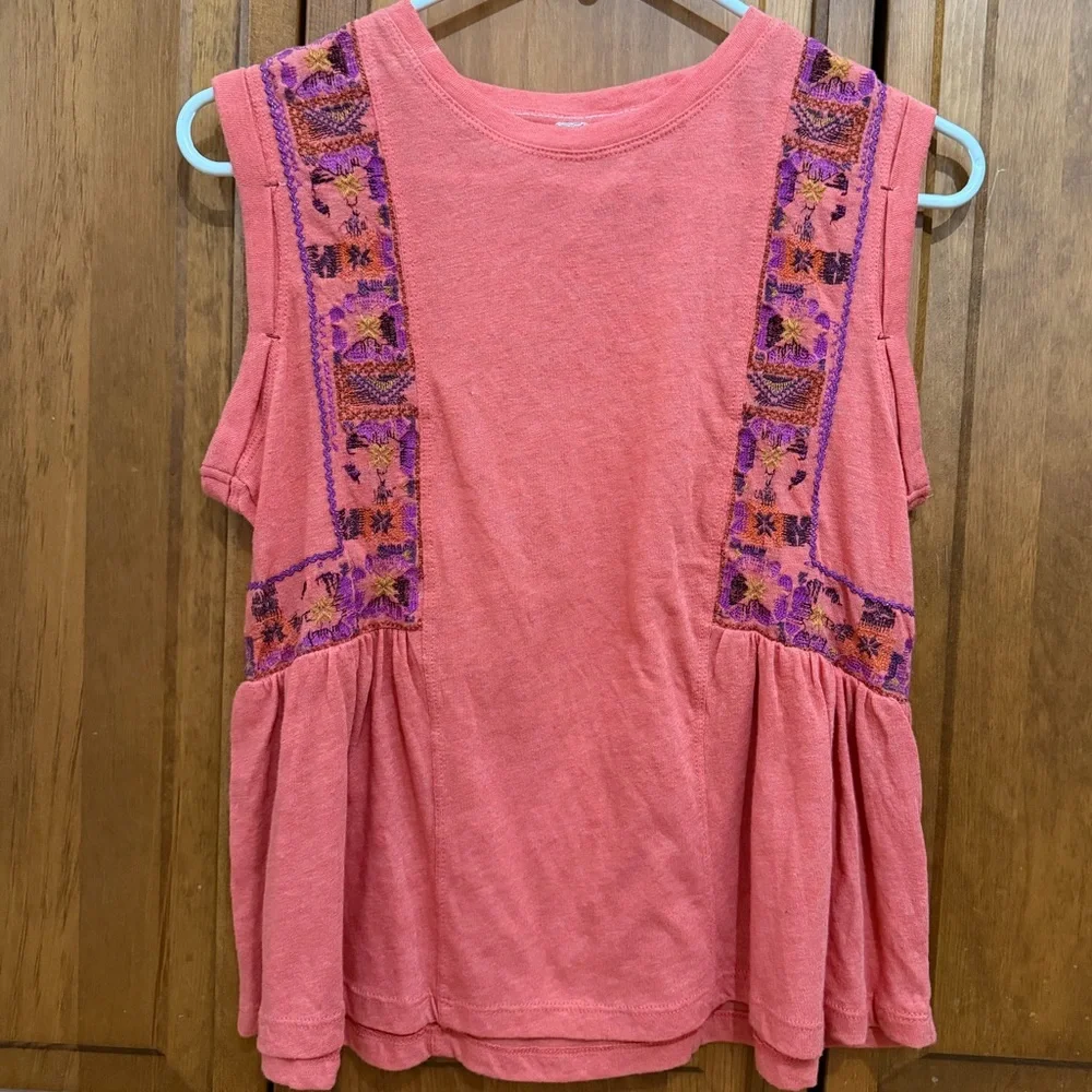 NWOT Free People Marcy Sleeveless Embroidered Top Orange XS - Picture 2 of 5